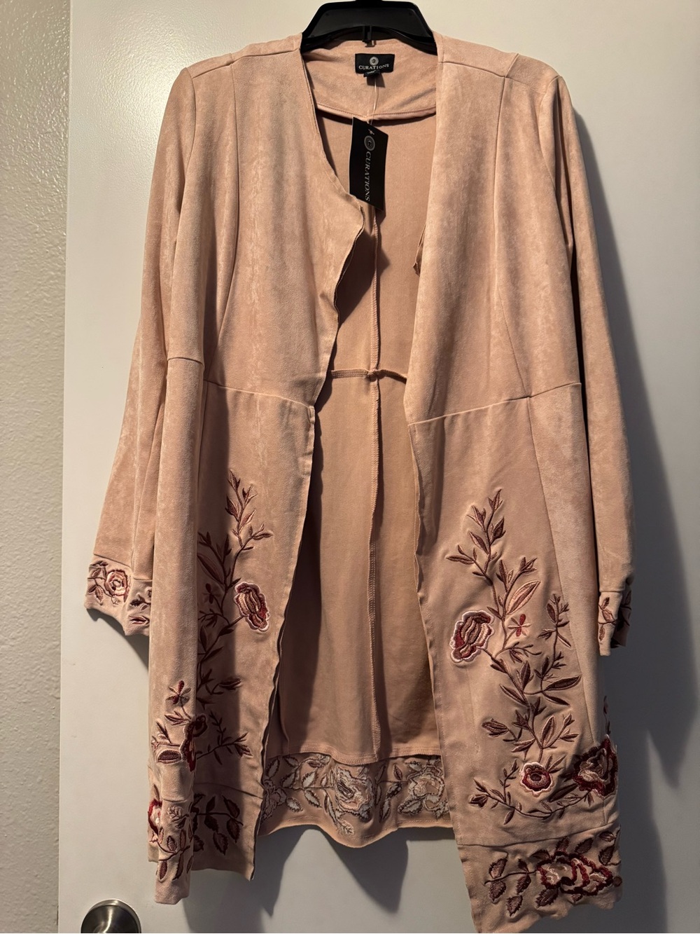 Chalet & Sky Blush Pink Embroidered Open Cardigan